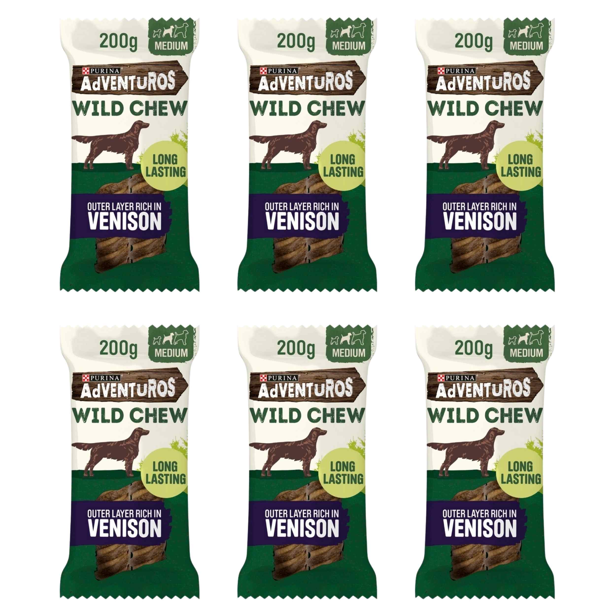 Adventuros Wild Chews Venison Medium Dog Treats 200g x 6 Packs