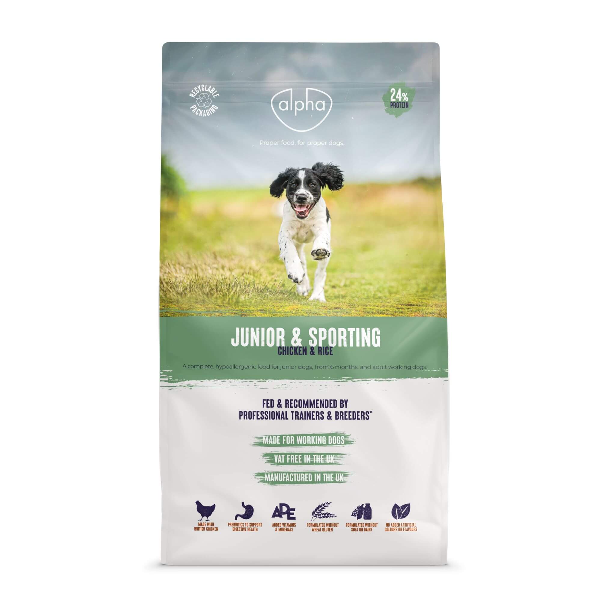 Alpha Junior & Sporting 24% Protein Chicken & Rice 15kg