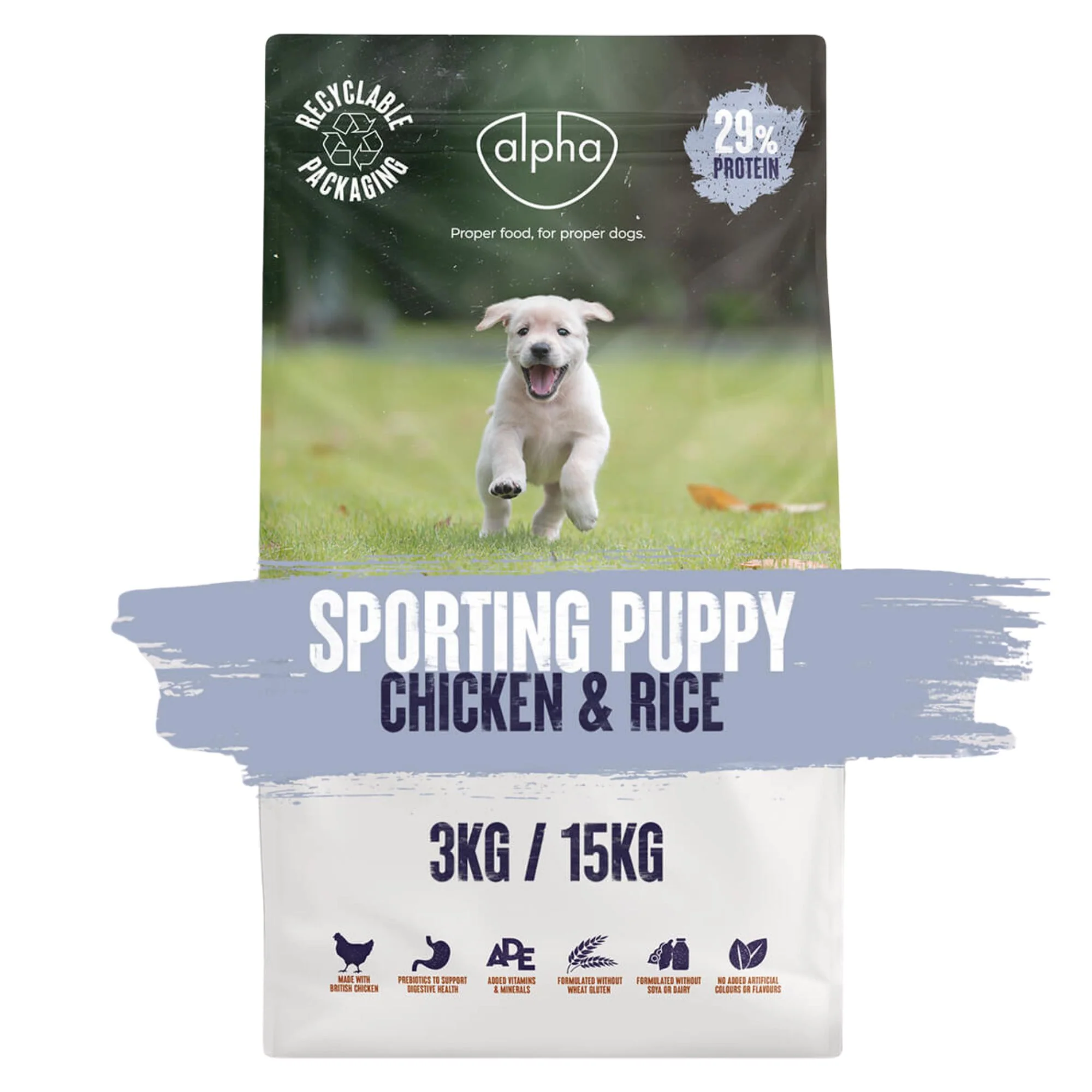 Alpha Puppy Sporting Chicken & Rice 4 x 3kg - Image 2