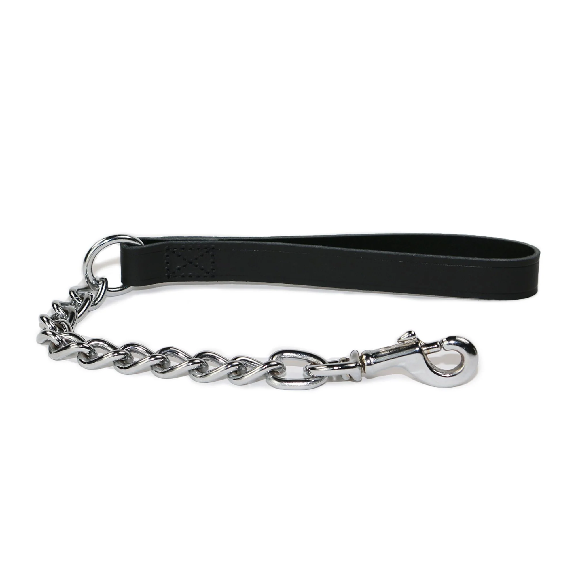 Ancol Classic Leather Extra Heavy Chain Lead Black 50cm