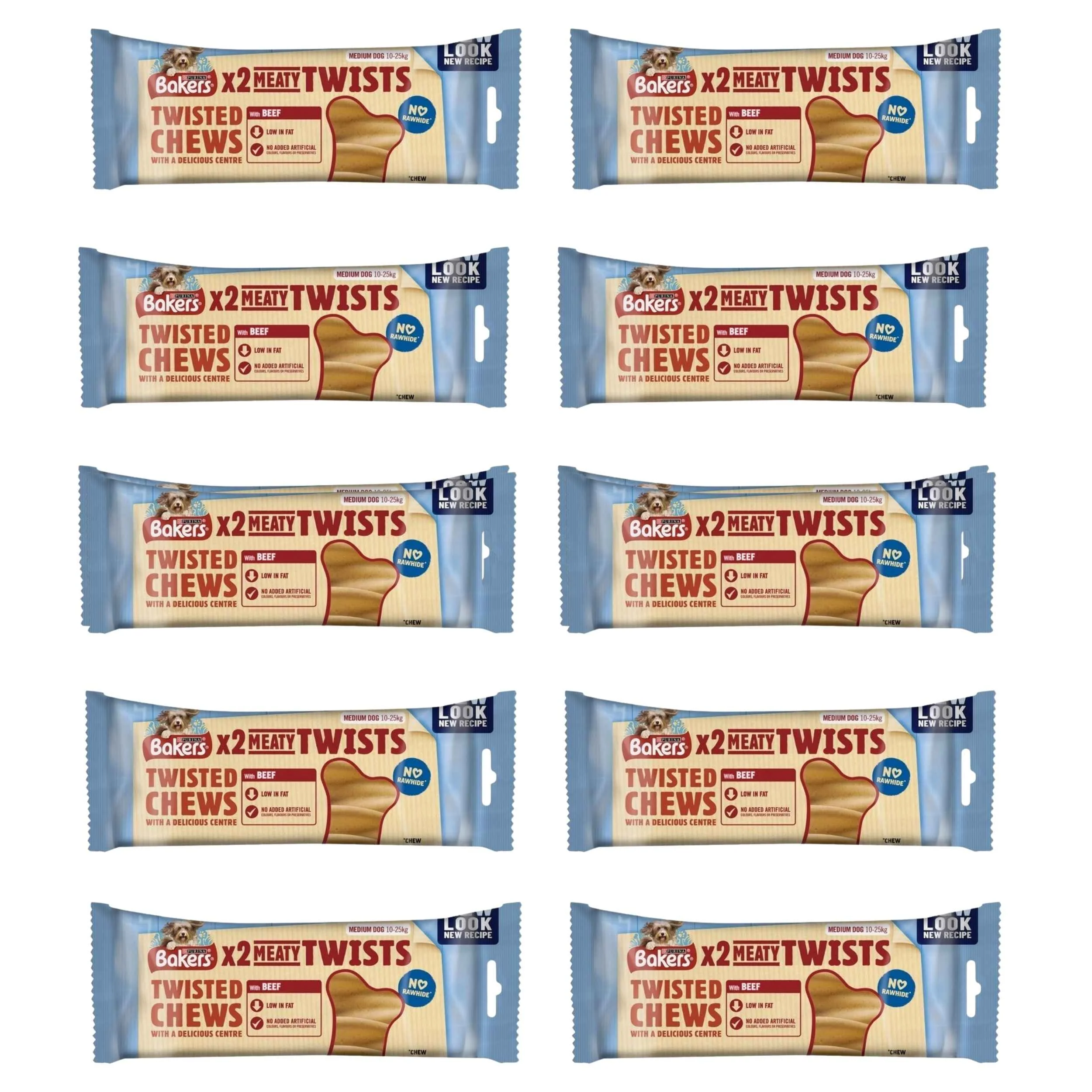 Bakers Meaty Twists Medium Dog Treats with Beef x 10