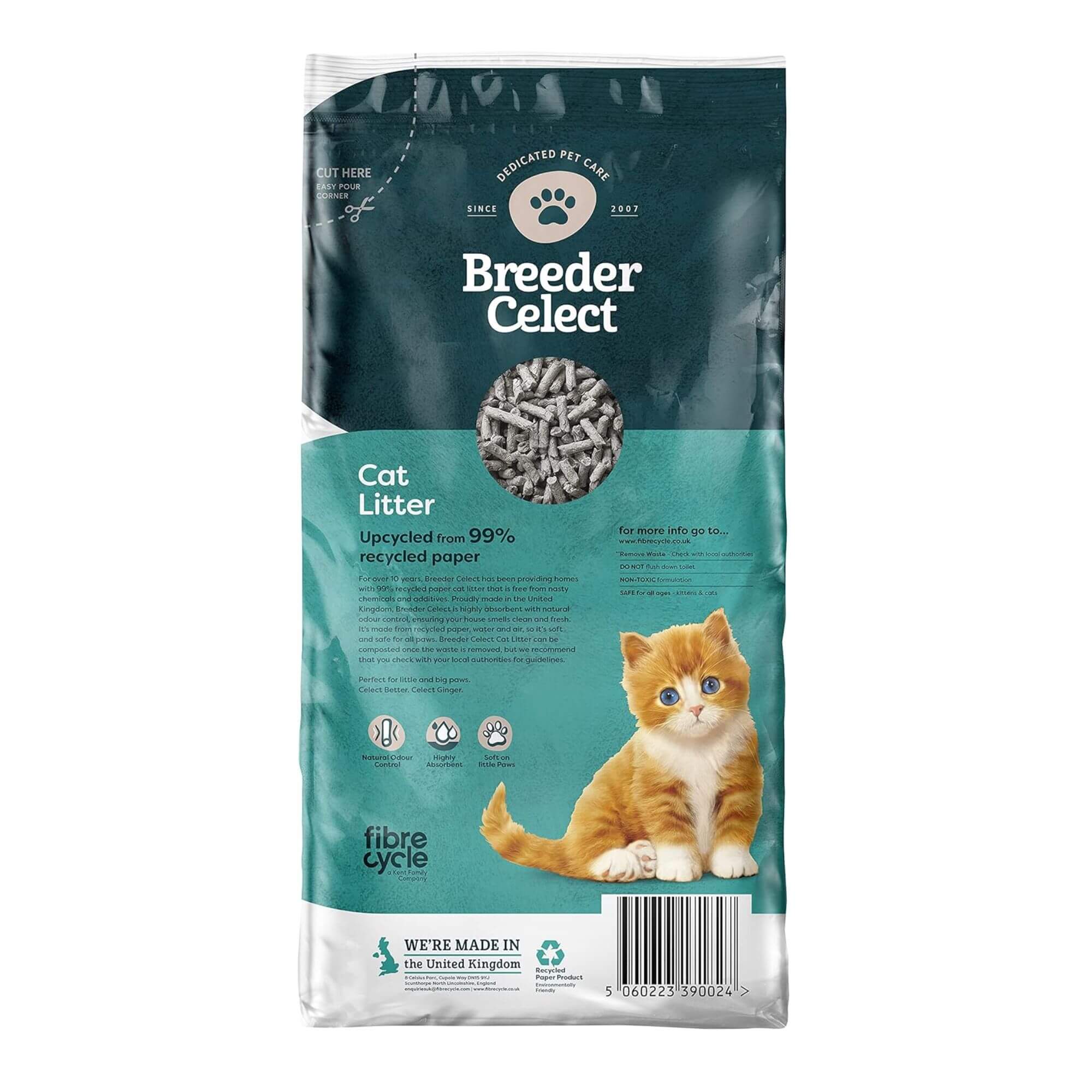 Breeder Celect Recycled Paper Pellet Cat Litter - Image 3