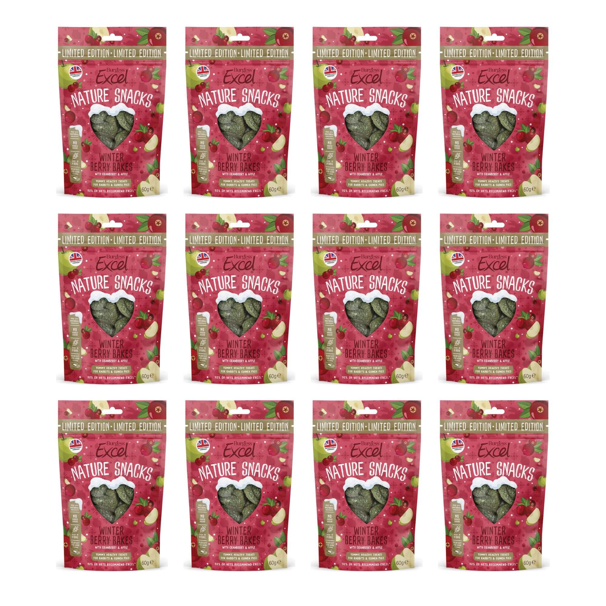 Burgess Excel Nature Snacks Winter Berry Bakes 12 x 60g