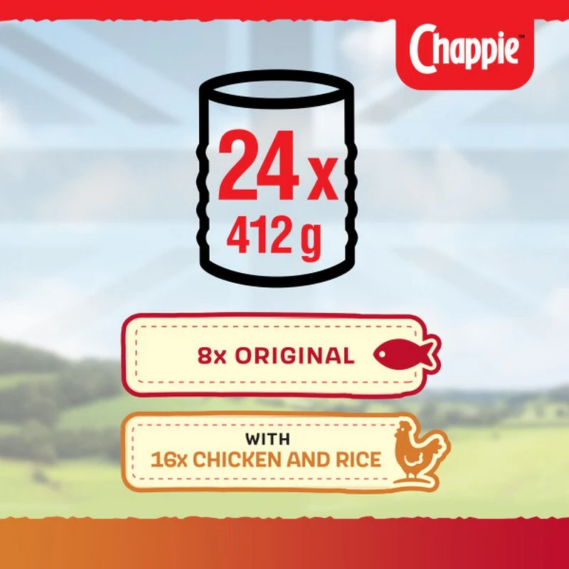 Chappie Tins Favourites Wet Dog Food 412g x 24 - Image 4