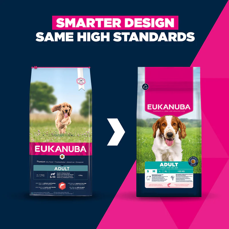 Eukanuba Small & Medium Adult Dry Dog Food Salmon & Barley 12kg - Image 4