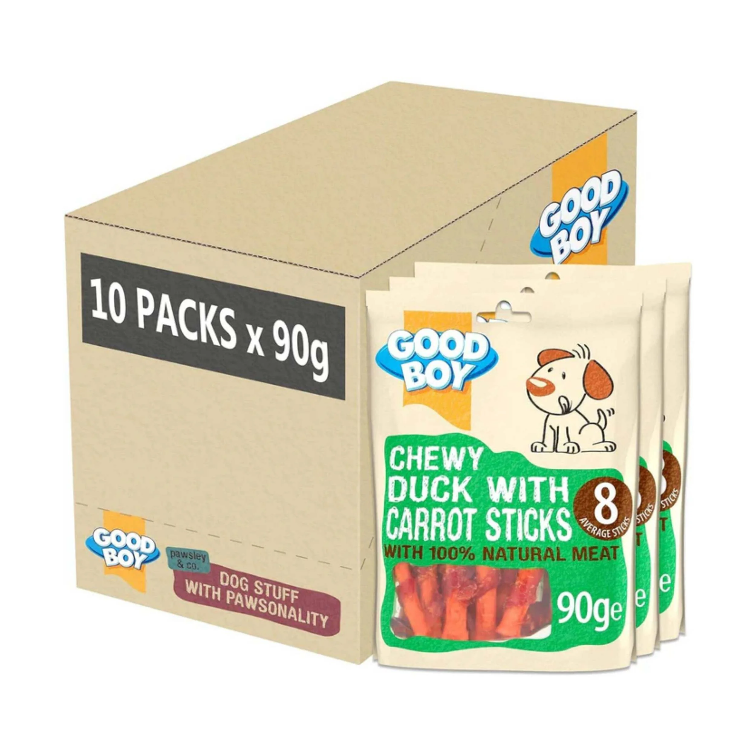 Good Boy Chewy Dog Treats Duck with Carrot Sticks 90g x 10 Packs