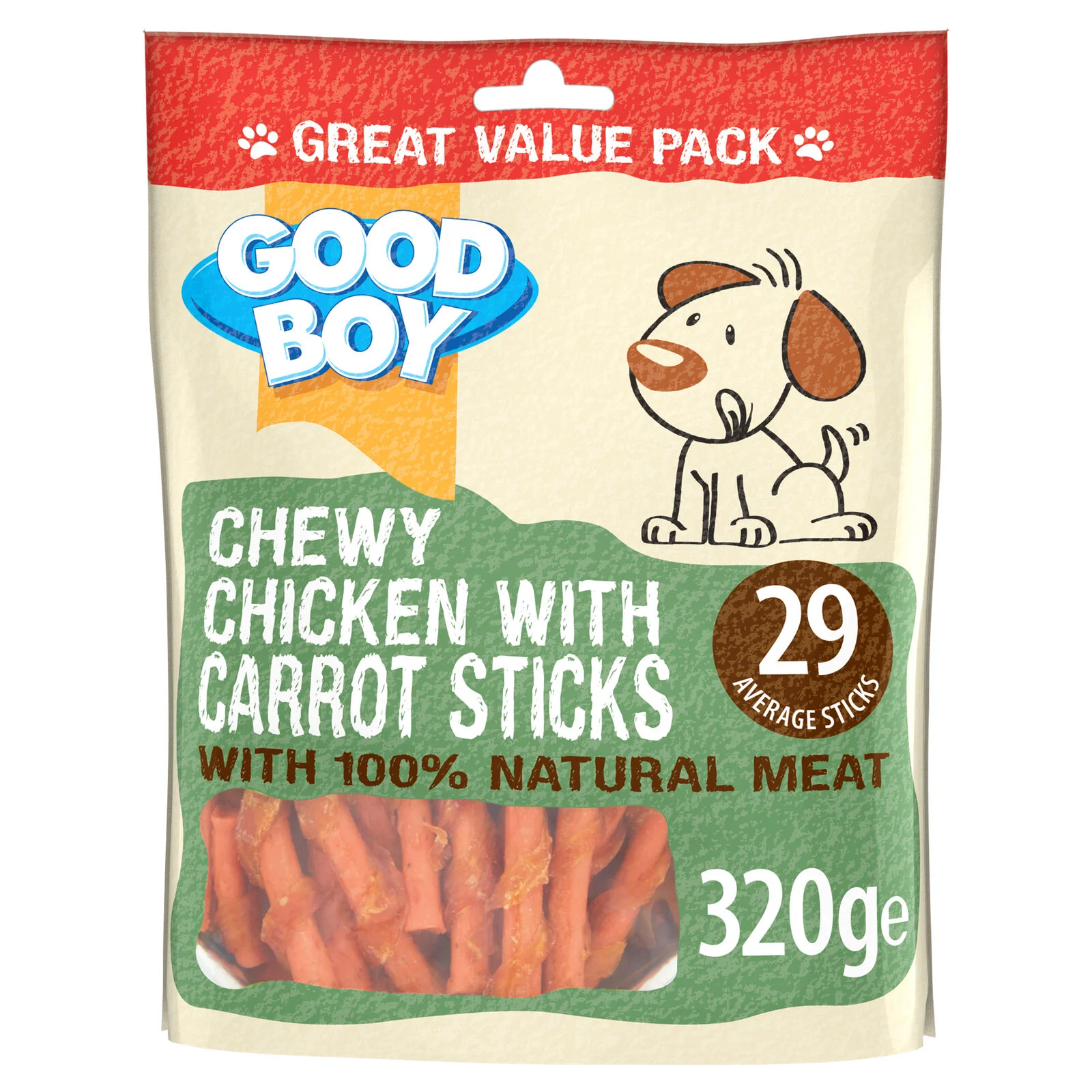 Good Boy Chicken & Carrot Sticks Dog Treats 320g x 3 Packs - Image 2