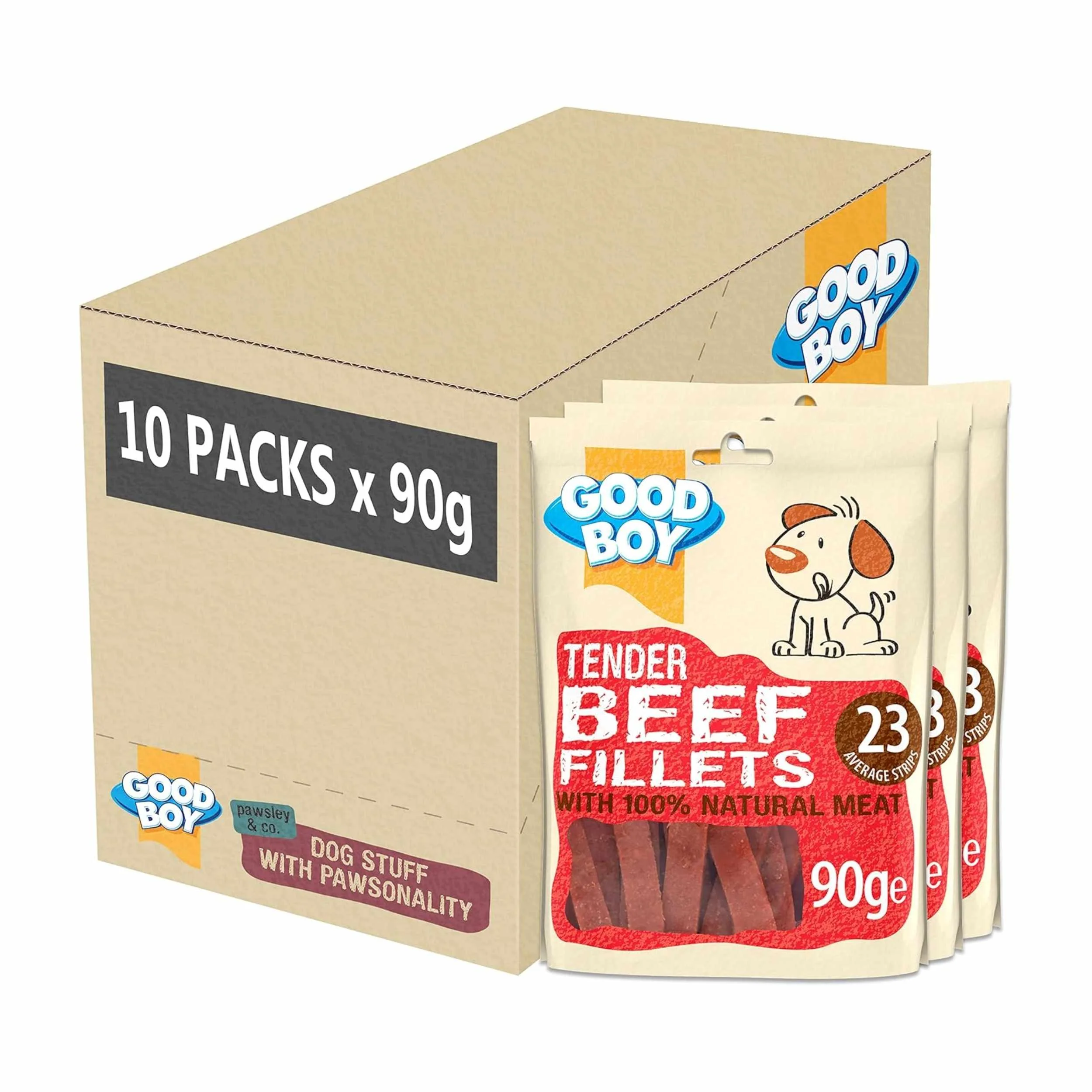 Good Boy Tender Beef Fillets Dog Treats 90g x 10 Packs