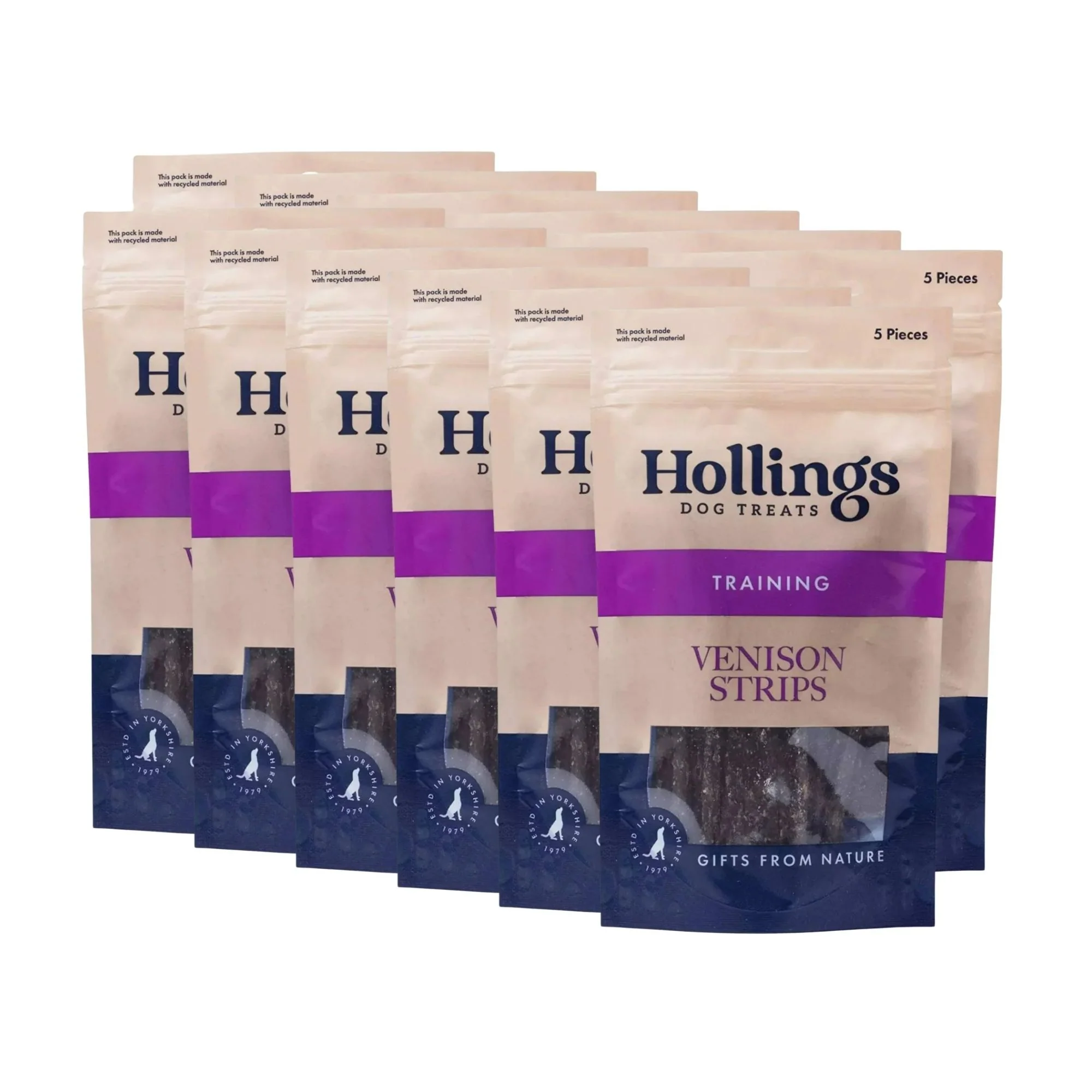 Hollings 100% Natural Venison Strips 12 x 5 Pack