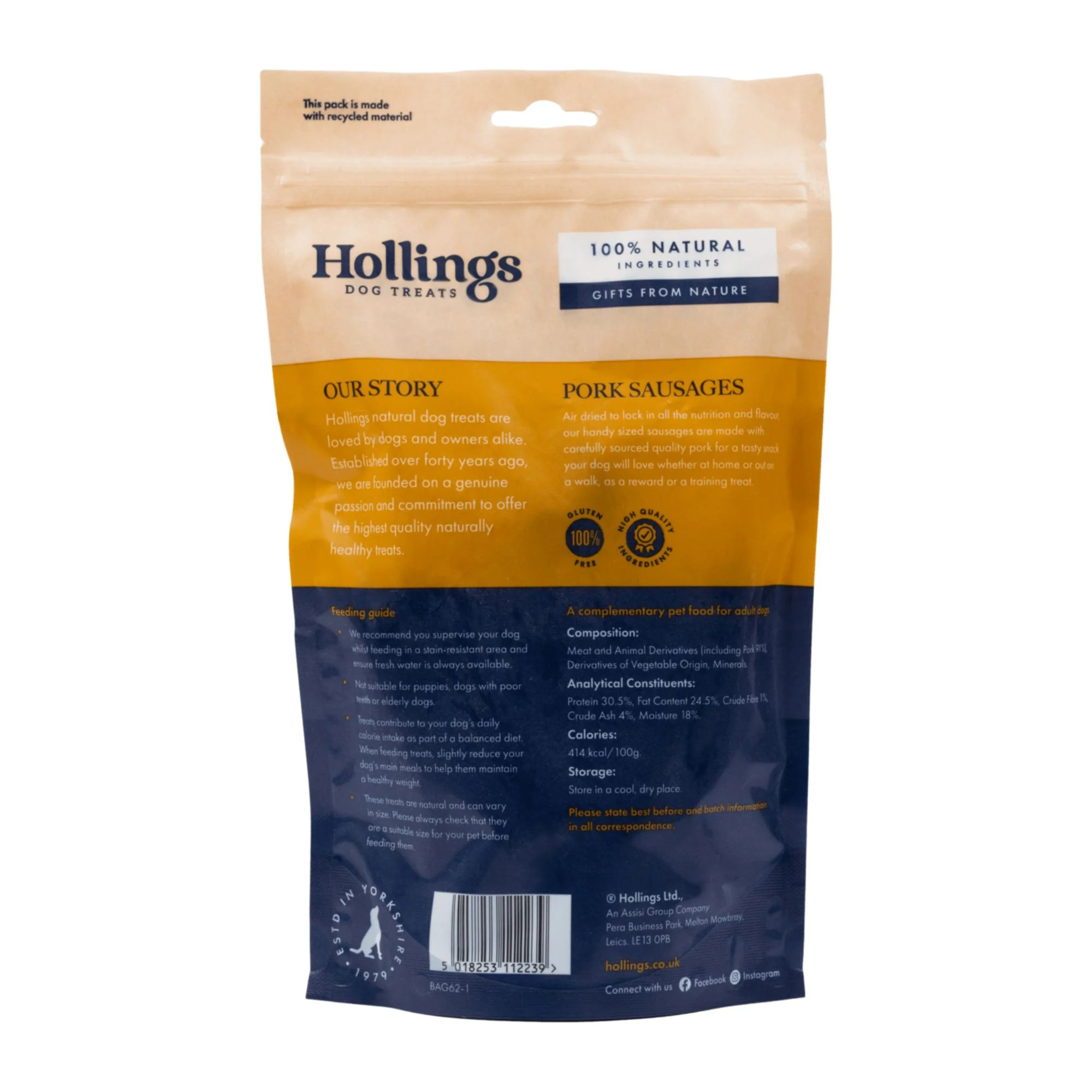 Hollings Dried Sausages Natural Dog Treats 5 x 1kg Packs - Image 3