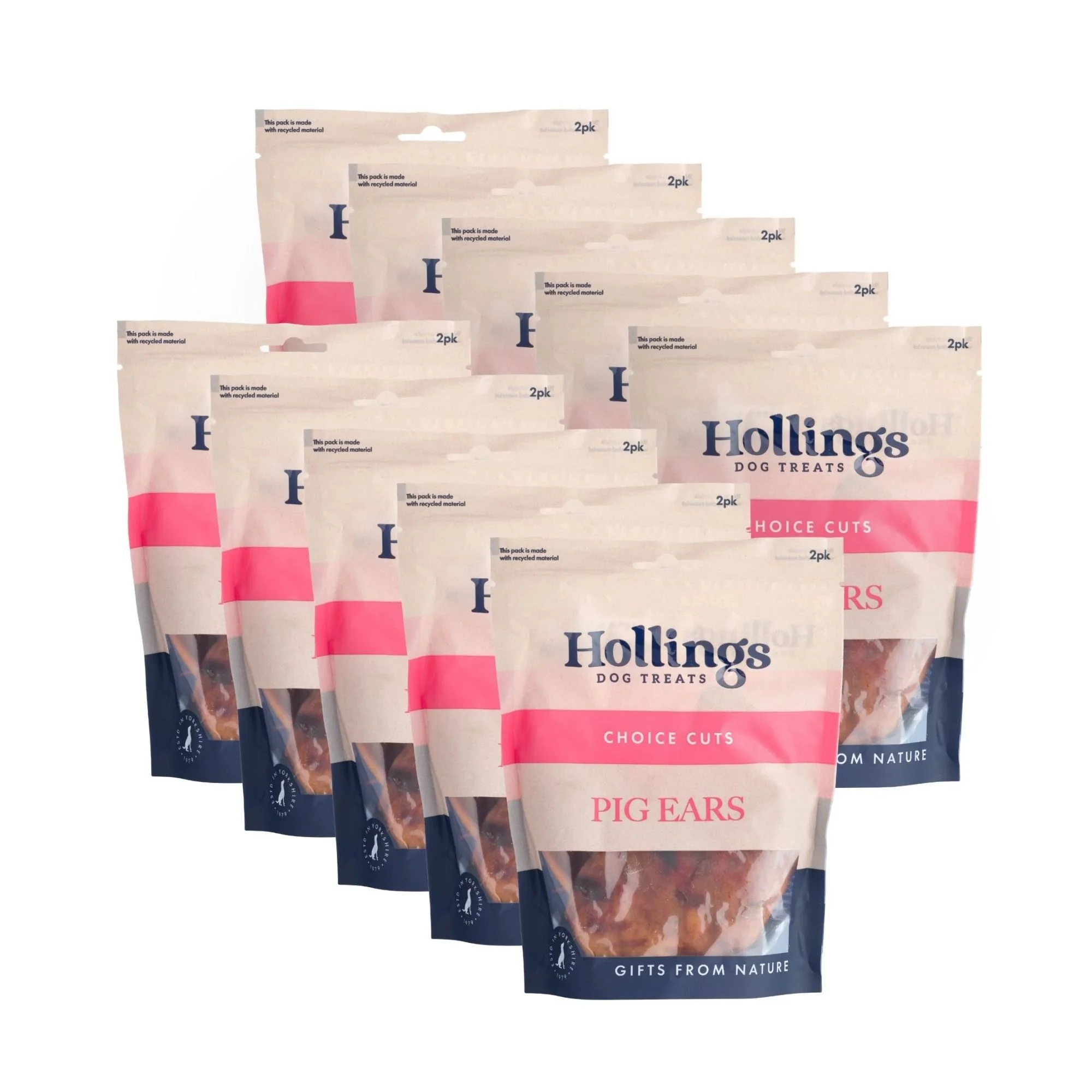 Hollings Pig Ears Dog Treats 2 Pack x 10