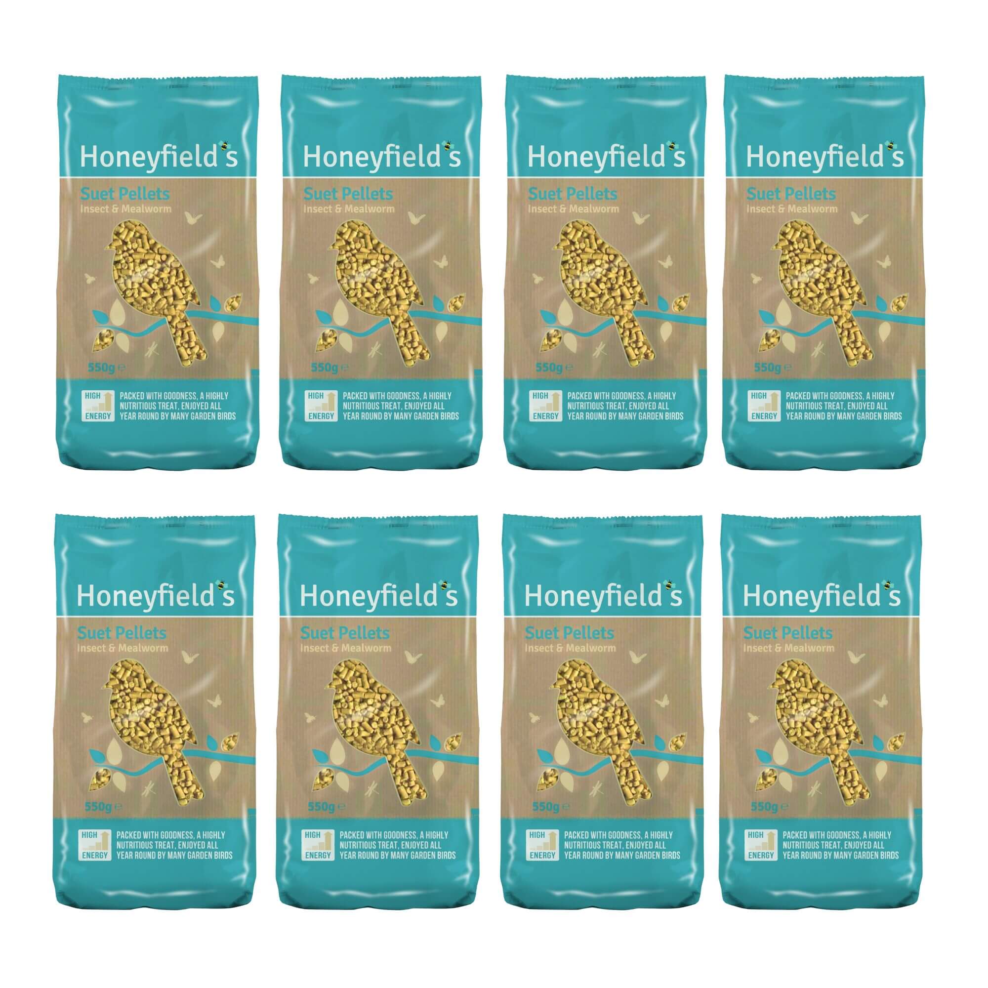 Honeyfield's Mealworm & Insect Suet Pellets 8 x 550g