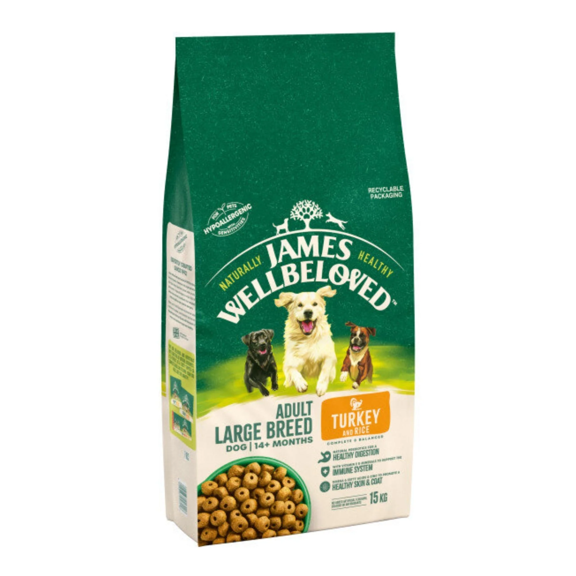 James Wellbeloved Adult Large Breed Turkey & Rice 15kg