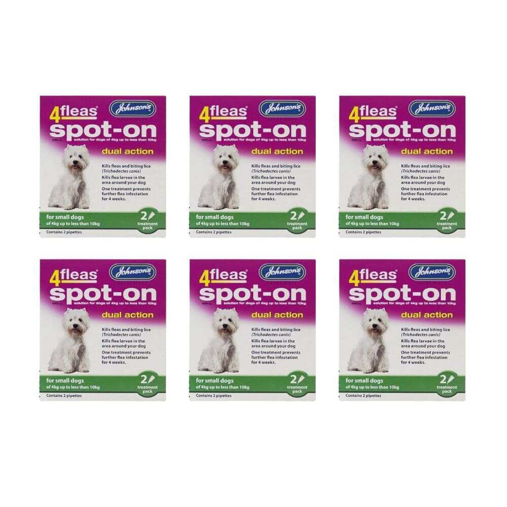 Johnsons 4Fleas Spot On Dual Action Dogs 2 x 6 Treatments