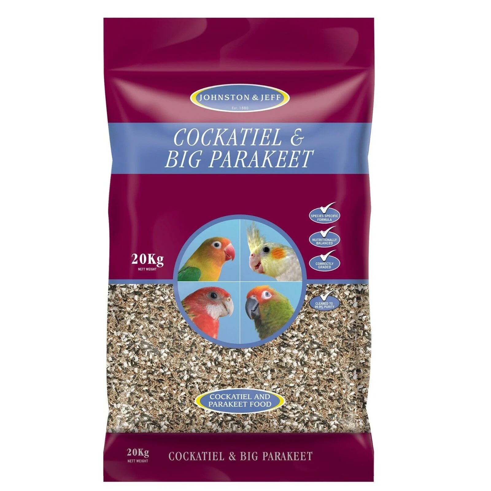 Johnston & Jeff Cockatiel & Big Parakeet Mix - 20kg