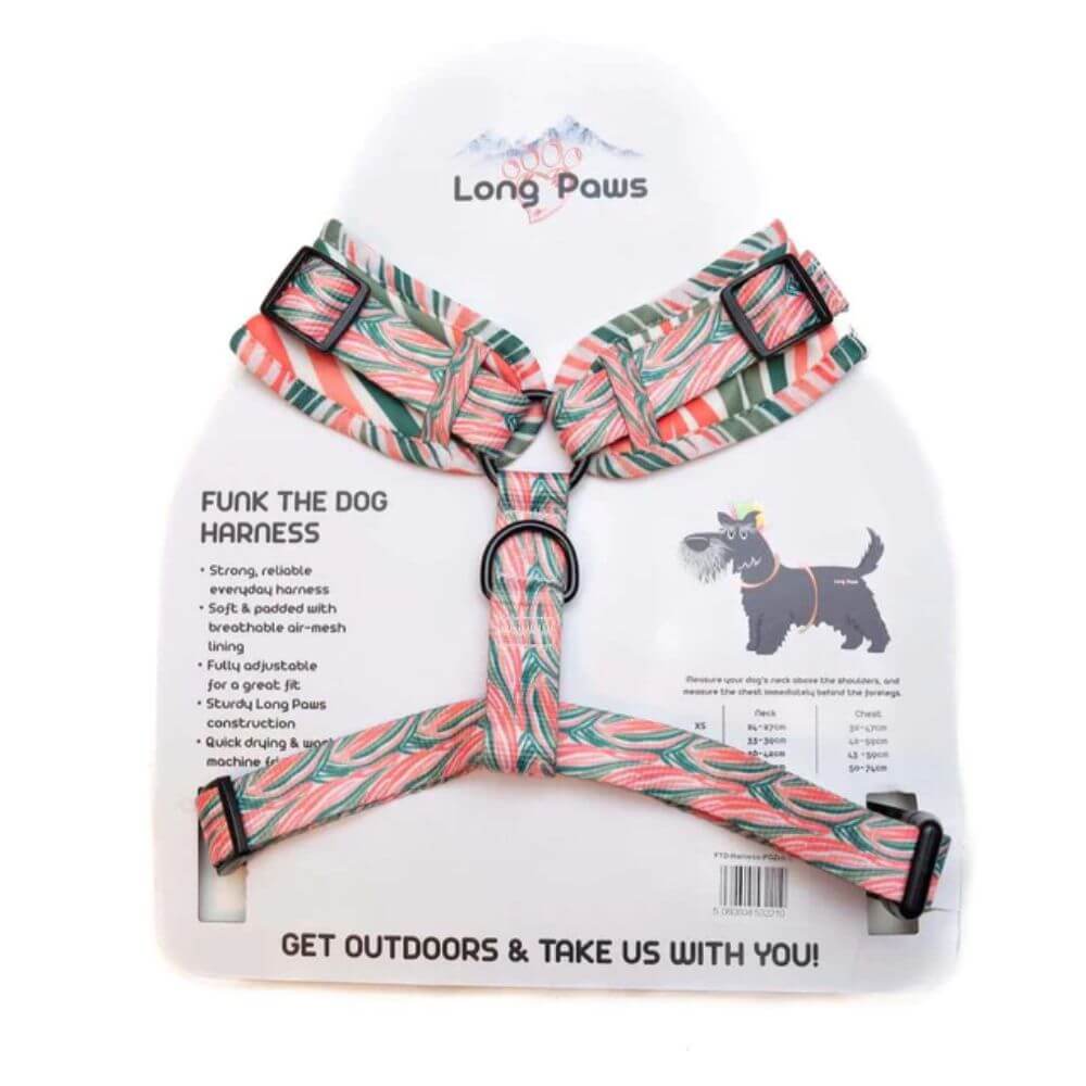 Long Paws Funk The Dog Harness in Pink Green Zebra - Image 4