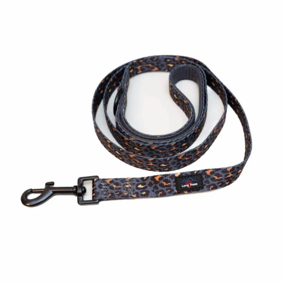 Long Paws Funk The Dog Lead in Gold Black Leopard