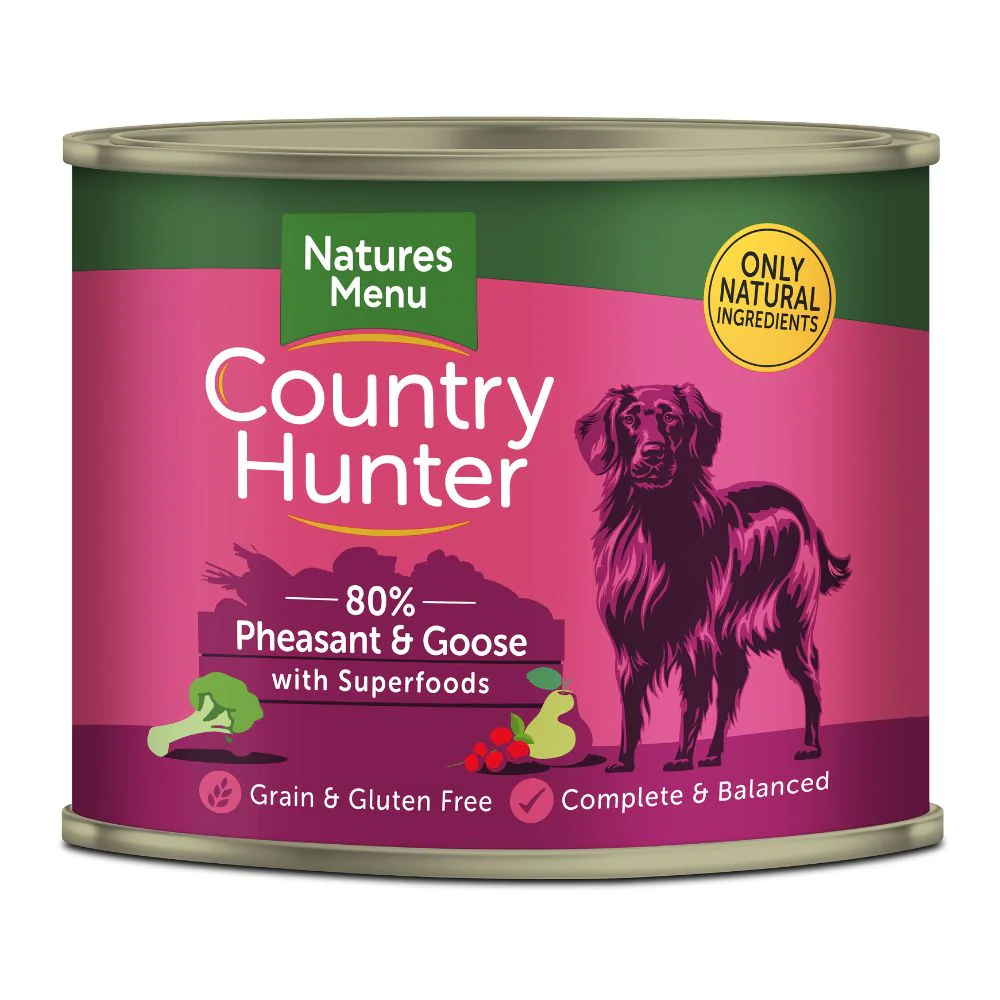 Natures Menu Country Hunter Pheasant & Goose Dog Food Tins 6 x 600g