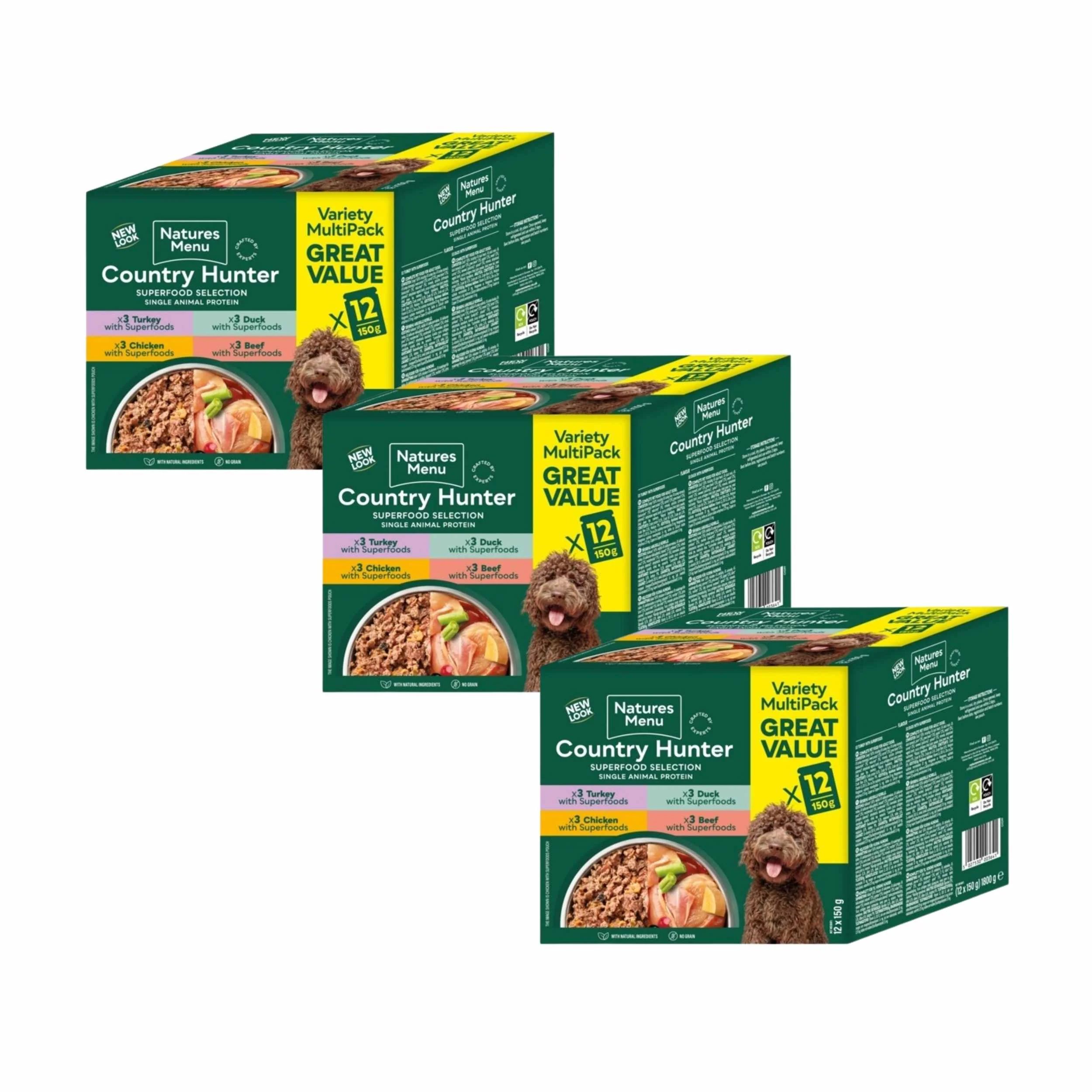 Natures Menu Country Hunter Superfood Selection for Dogs 150g x 36