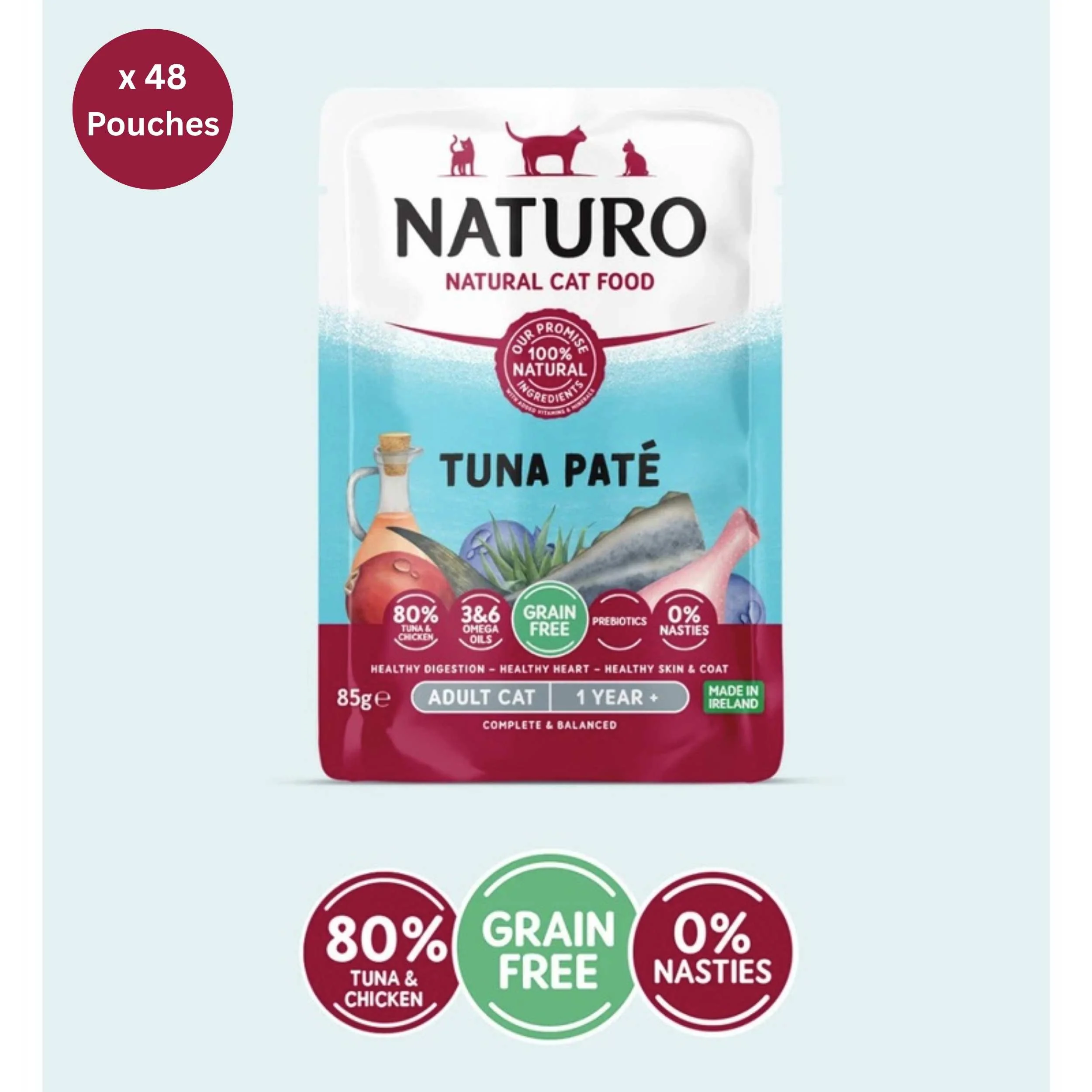 Naturo Cat Adult Grain Free Pate Tuna 12 x 4 Boxes
