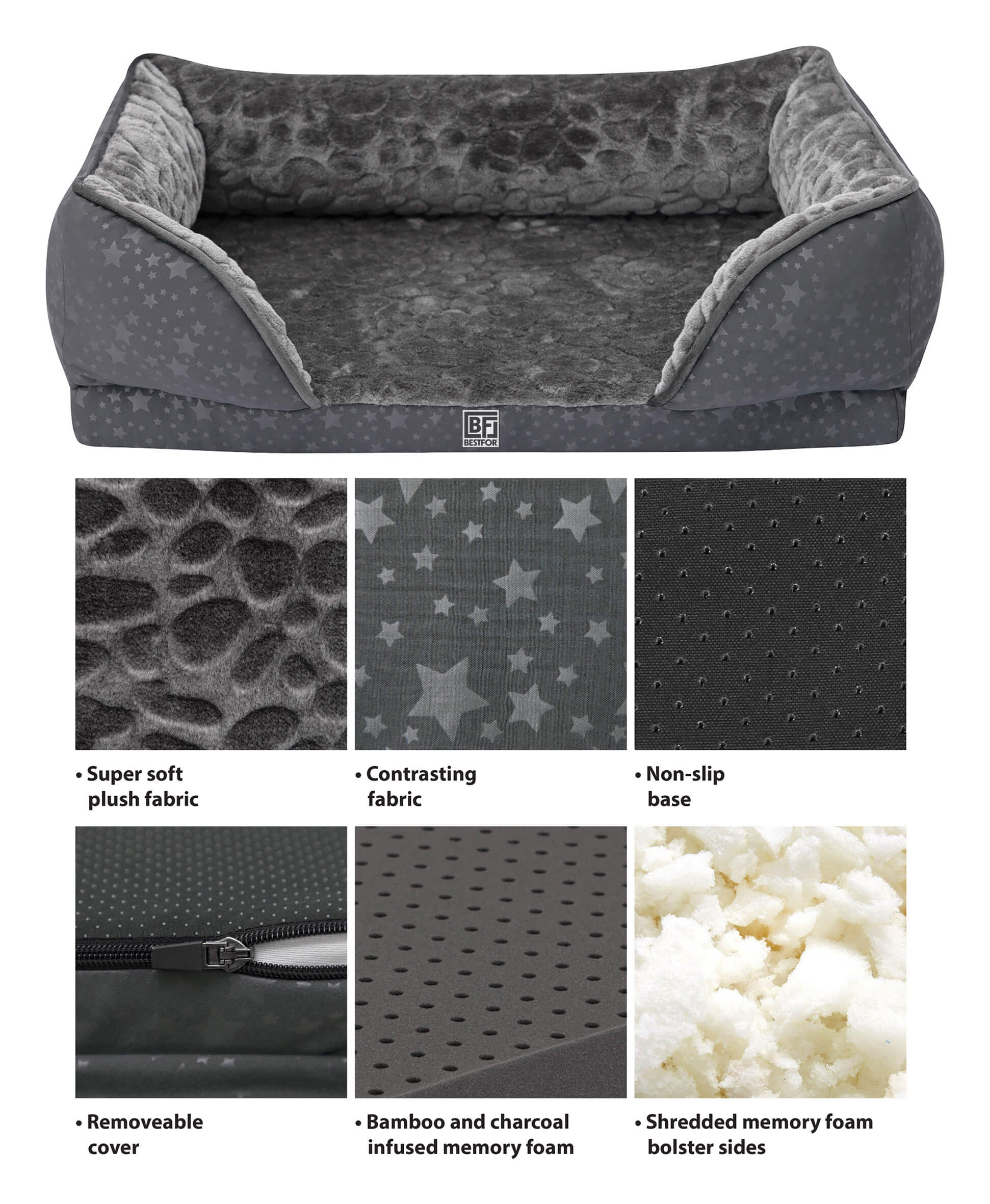 Orthopedic Dog Sofa Bed with Bamboo & Charcoal Infused Memory Foam - Image 8