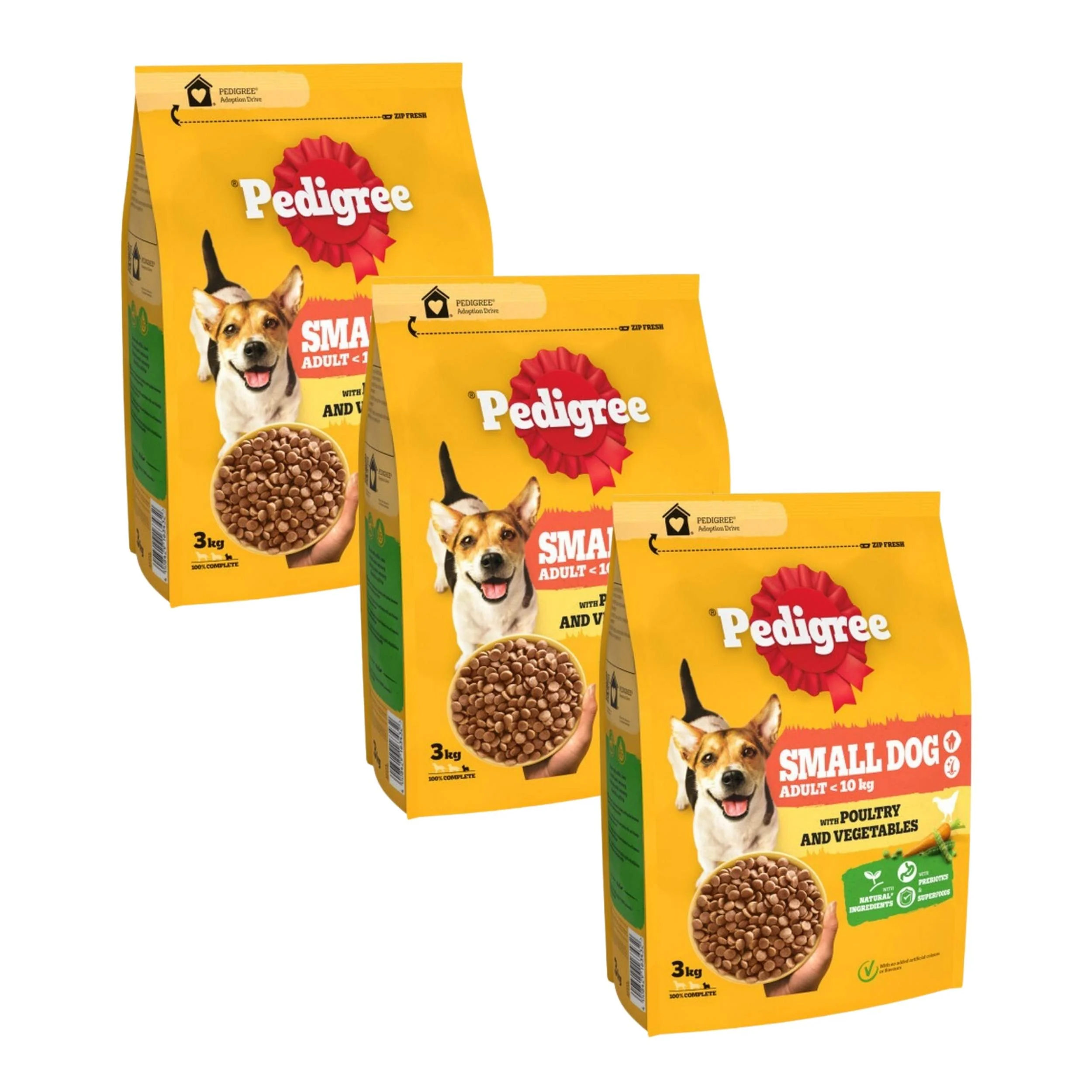Pedigree Adult Complete Small Poultry & Veg 3kg x 3 Packs