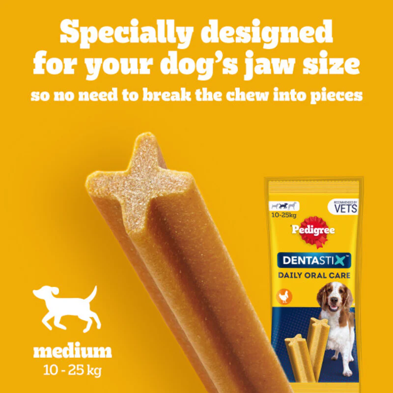 Pedigree Dentastix Daily Dental Chews Medium Dog Treats 5 Sticks x 14 Packs - Image 2