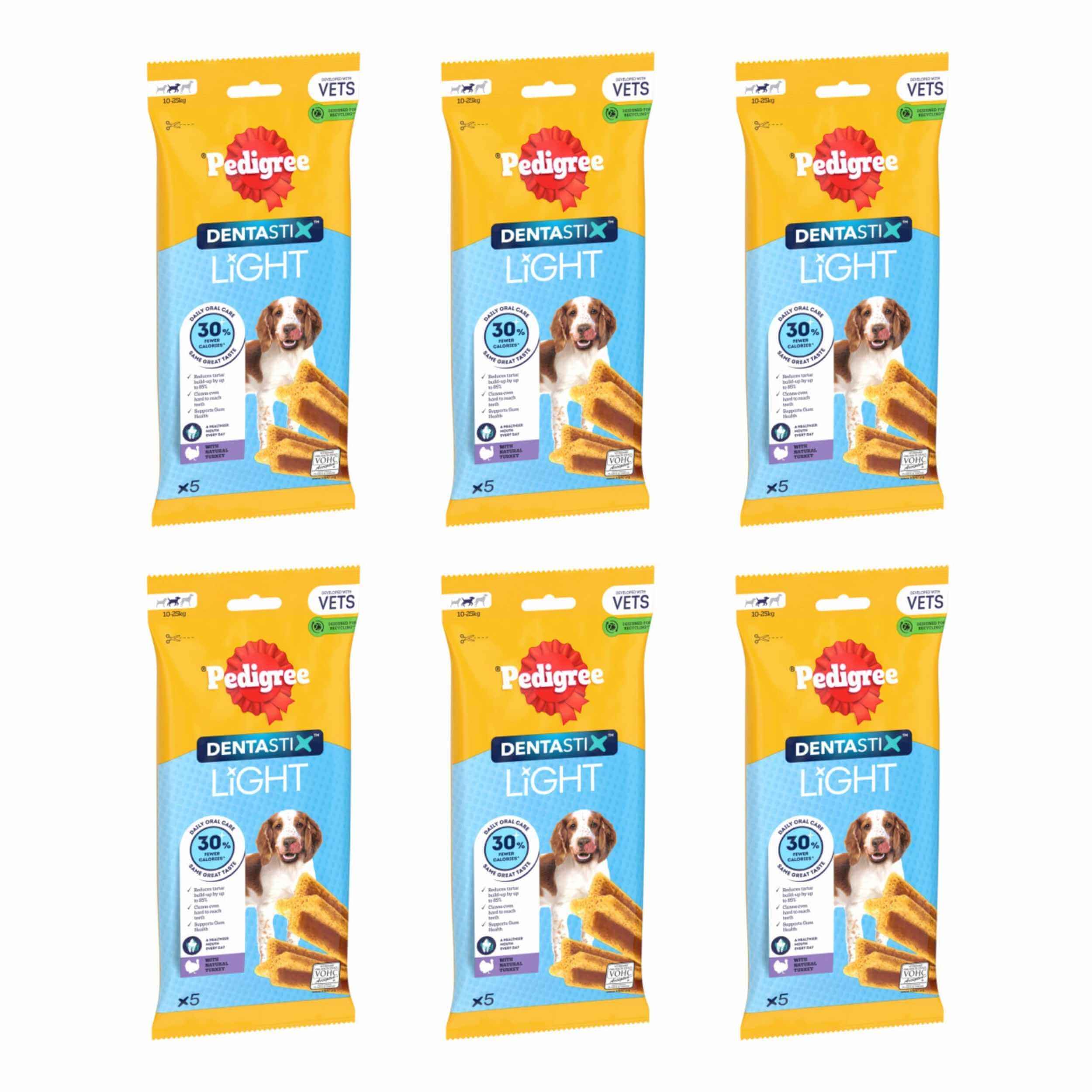 Pedigree Dentastix Light Daily Dental Chew Medium Dog 5 Sticks x 6