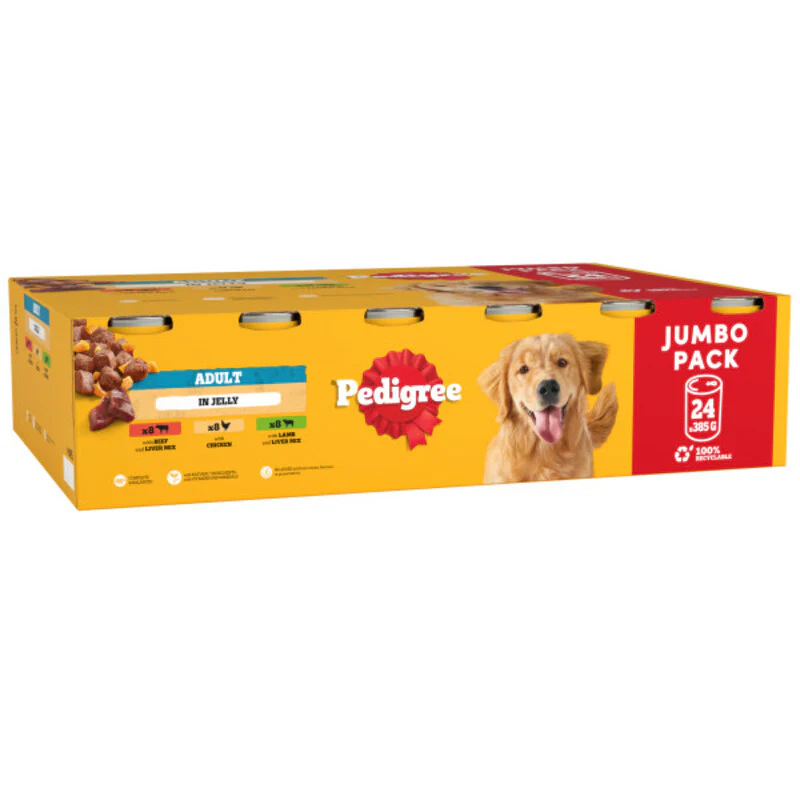 Pedigree Tins Mixed Selection Adult Dog Food in Jelly Jumbo 395g x 24