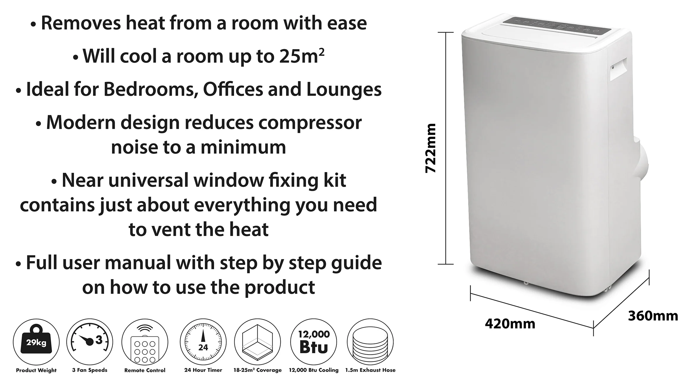Prem-I-Air 12,000 BTU Portable Local Air Conditioner With Remote Control EH1924 - Image 9