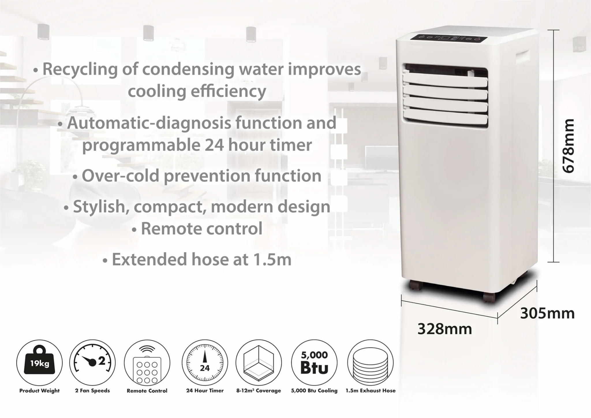 Prem-I-Air 5,000 BTU Portable Local Air Conditioner with Remote Control - EH1920 - Image 3