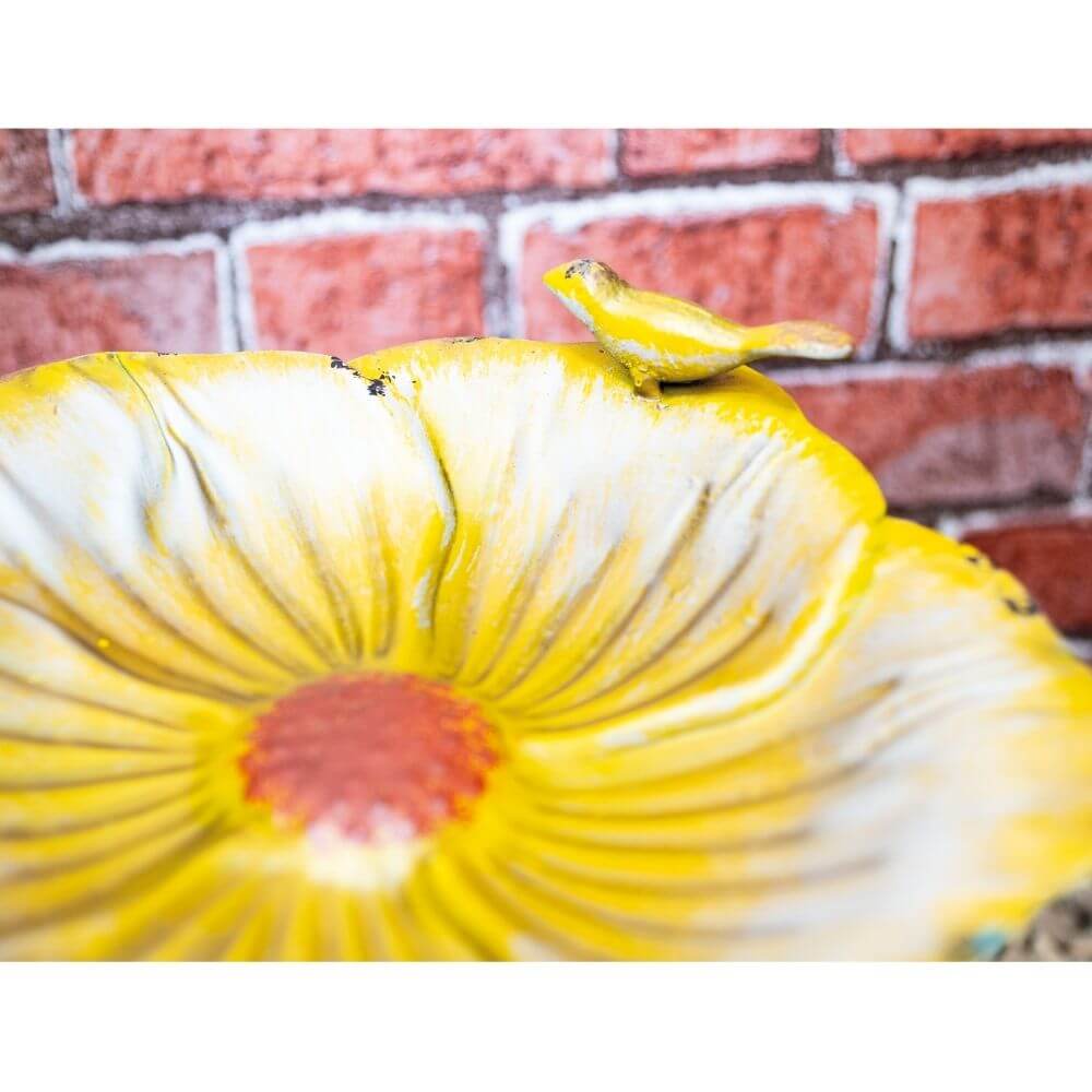 St Helens Metal Bird Bath / Feeder - Yellow Flower - Image 5