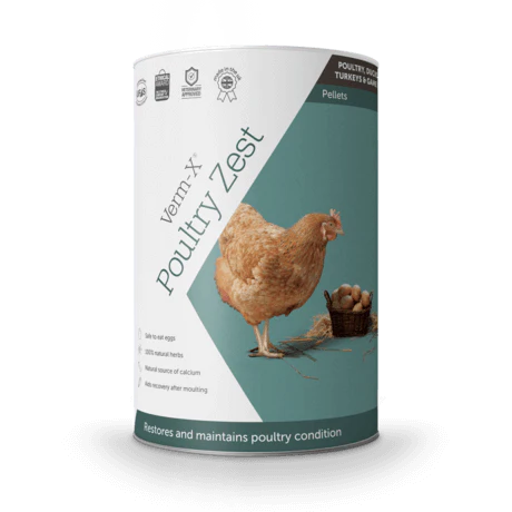 Verm-X Poultry Zest Pellets for Poultry, Ducks, Geese, Turkeys & Game Birds - 500g