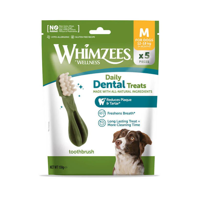 Whimzees Toothbrush Dental Dog Treats Medium 5 Pieces x 5 - Image 2