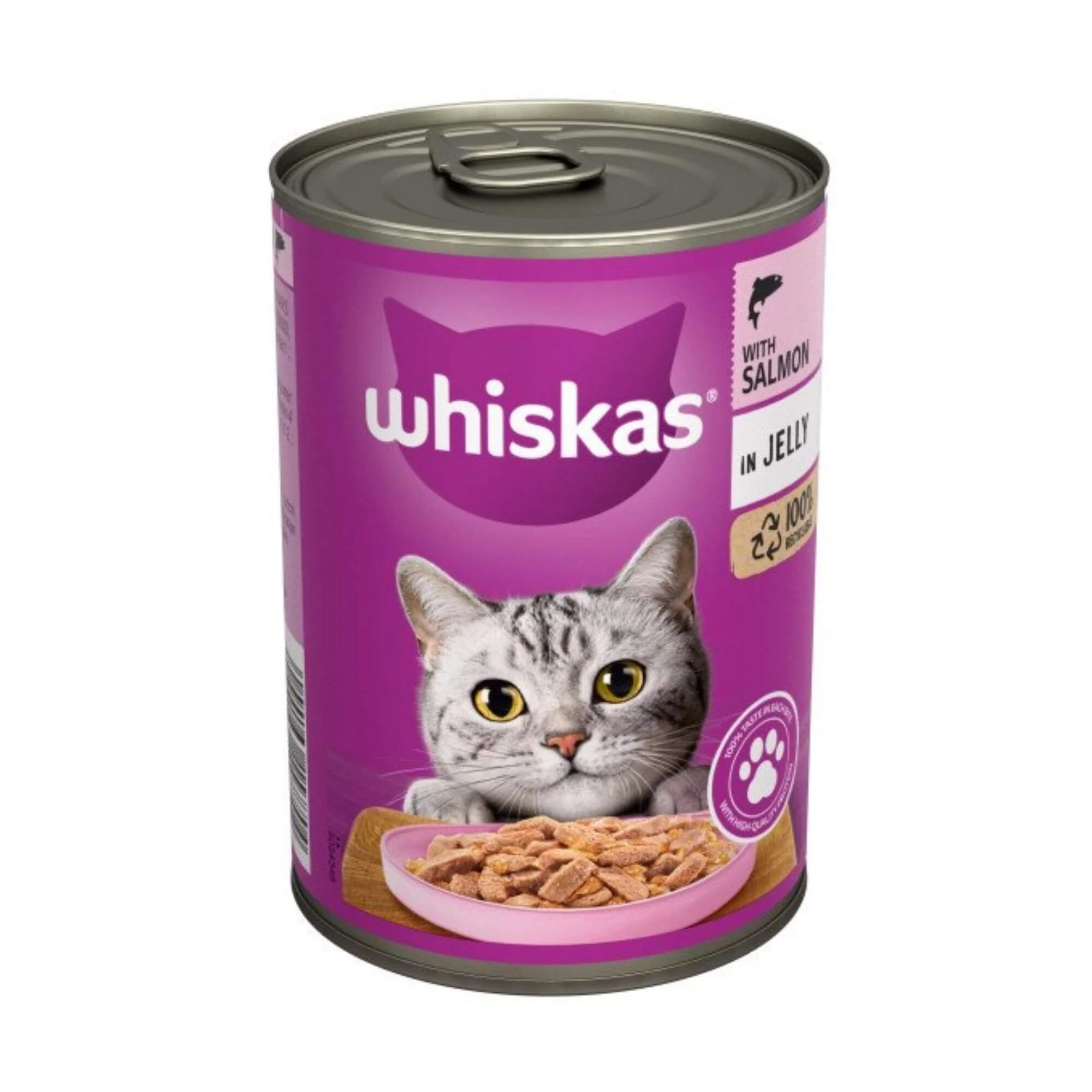 Whiskas 1+ Adult Salmon in Jelly Tins Cat Food 12 x 400g