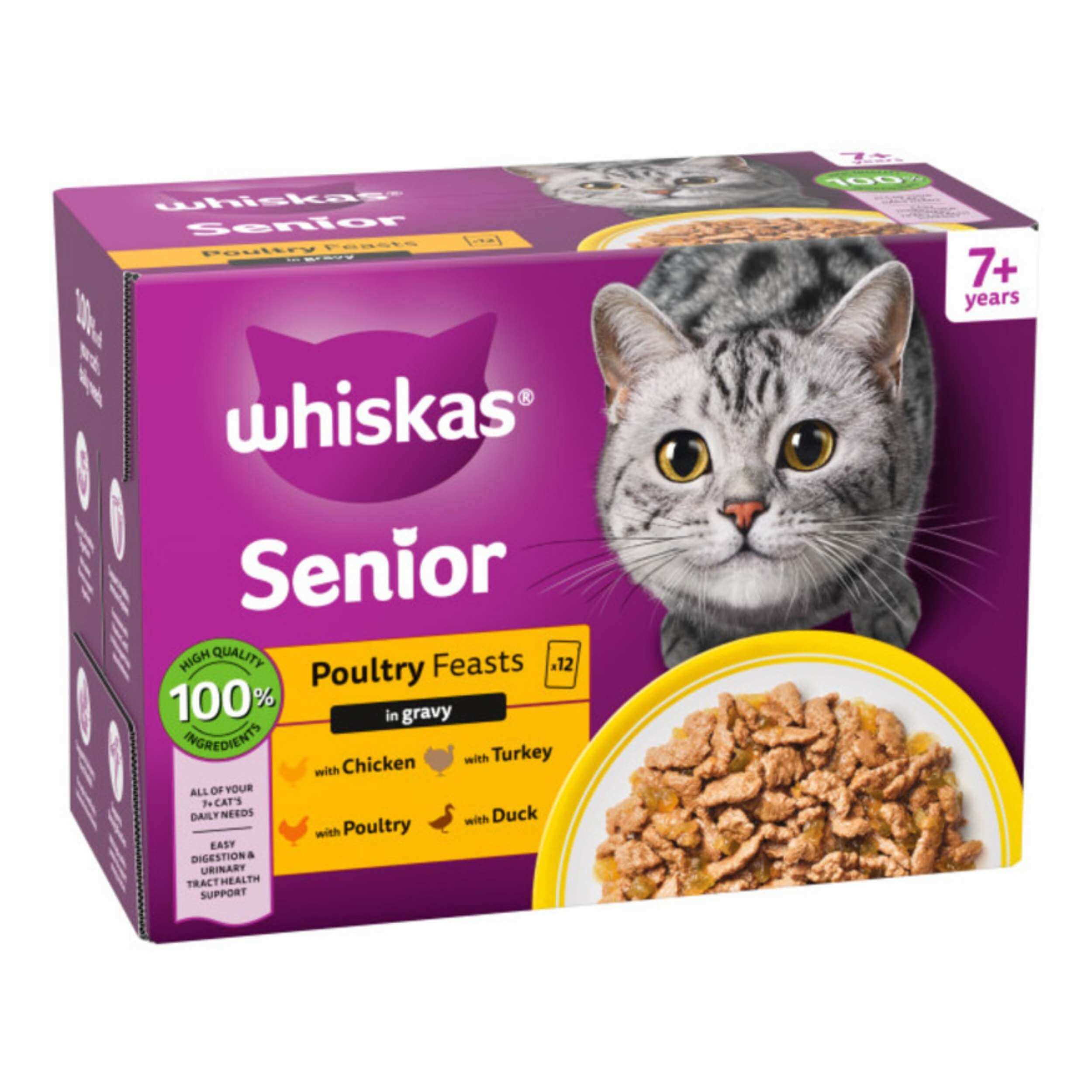 Whiskas Senior 7+ Poultry Feasts in Gravy Cat Food 85g x 48 - Image 2